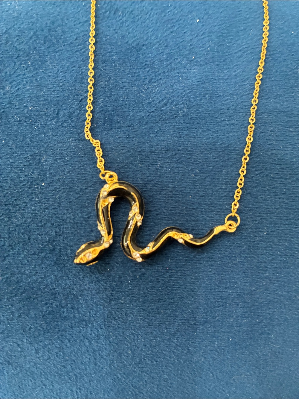 Gold and Black Snake Pendant Necklace - Women Jewelry
